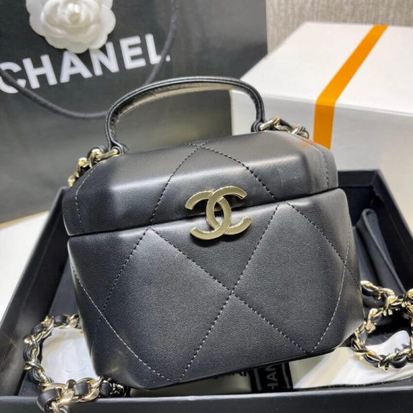 Chanel Lambskin Small Vanity Case Replica - Black As2630 - Image 4