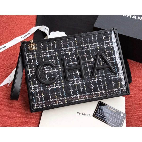 Chanel Tweed PVC Logo Pouches - Stylish Replica AP0360 - Image 3