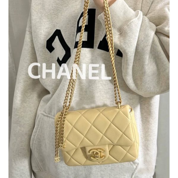 Chanel Mini Flap Bag Lambskin Replica w/ Enamel CC Logo As3113 - Image 2