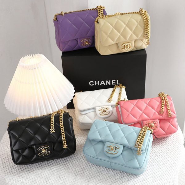 Chanel Mini Flap Bag Lambskin Replica w/ Enamel CC Logo As3113 - Image 12