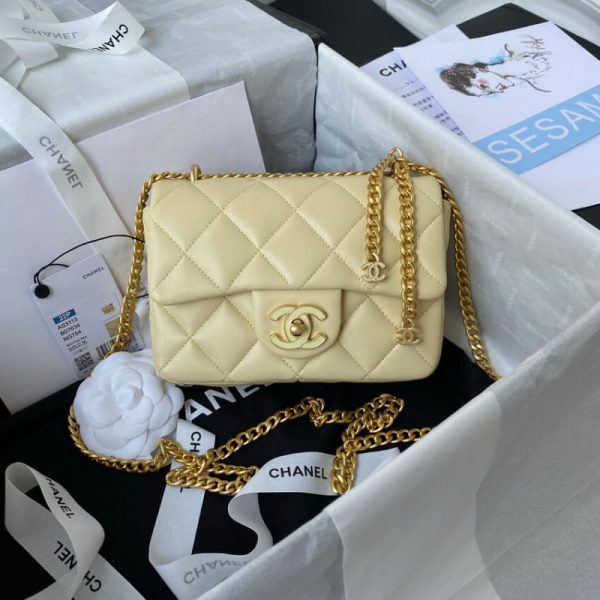 Chanel Mini Flap Bag Lambskin Replica w/ Enamel CC Logo As3113 - Image 3