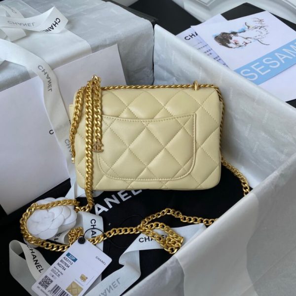 Chanel Mini Flap Bag Lambskin Replica w/ Enamel CC Logo As3113 - Image 4