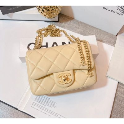 Chanel Mini Flap Bag Lambskin Replica w/ Enamel CC Logo As3113