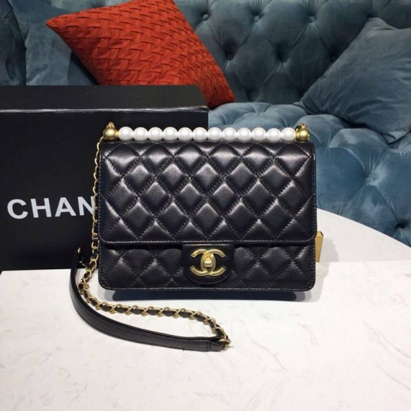 Chanel Pearl Chain Flap Bag Replica - Style AS0585 - Image 2