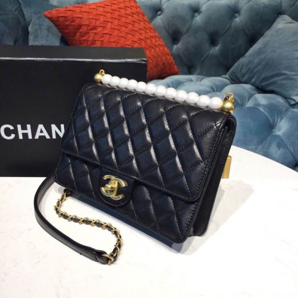 Chanel Pearl Chain Flap Bag Replica - Style AS0585 - Image 4