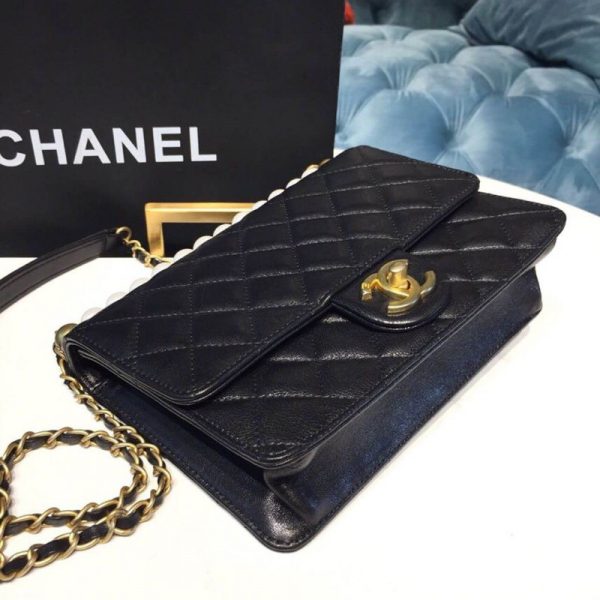 Chanel Pearl Chain Flap Bag Replica - Style AS0585 - Image 5