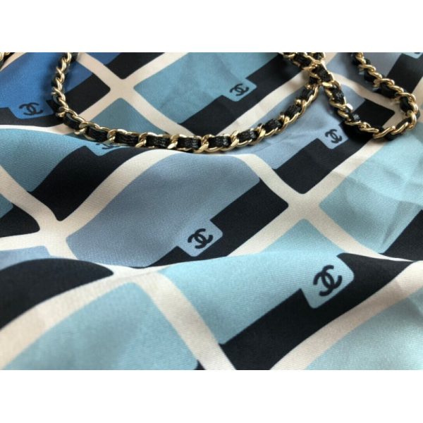 Replica Chanel Blue Printed Fabric Tote with Chain - Ap2095 - Image 5