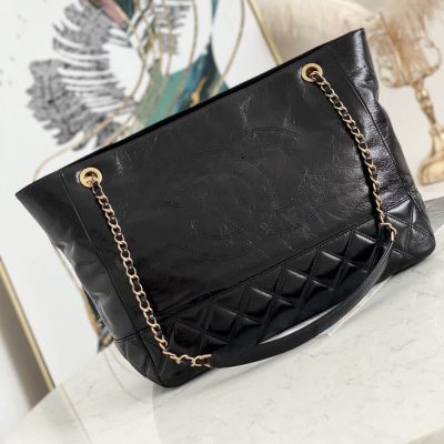 Chanel Quilted Waxy Calfskin Replica Shopping Bag 8345
