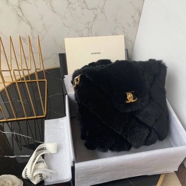 Replica Chanel Lambskin Shearling Bucket Bag As2241 - Image 2