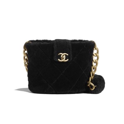 Replica Chanel Lambskin Shearling Bucket Bag As2241