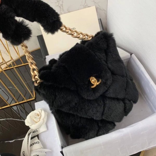 Replica Chanel Lambskin Shearling Bucket Bag As2241 - Image 8
