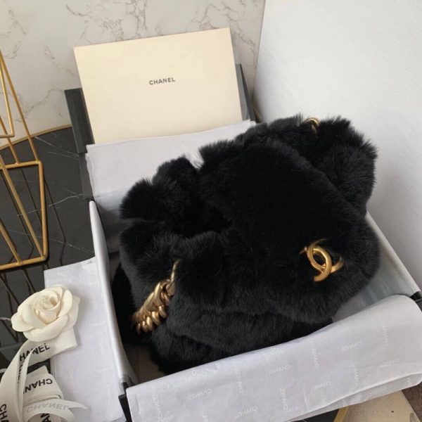 Replica Chanel Lambskin Shearling Bucket Bag As2241 - Image 10