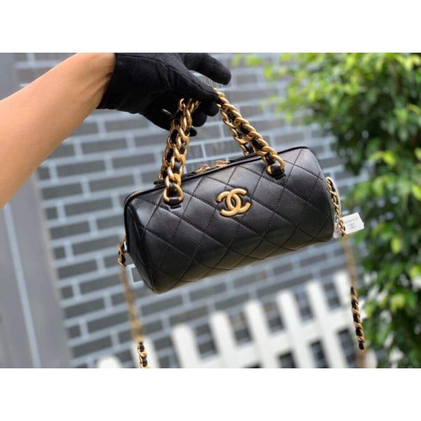 Replica Chanel Shiny Lambskin Small Bowling Bag - Image 5