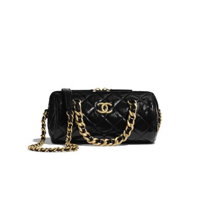 Replica Chanel Shiny Lambskin Small Bowling Bag
