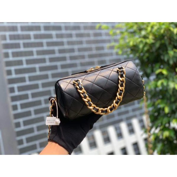 Replica Chanel Shiny Lambskin Small Bowling Bag - Image 6