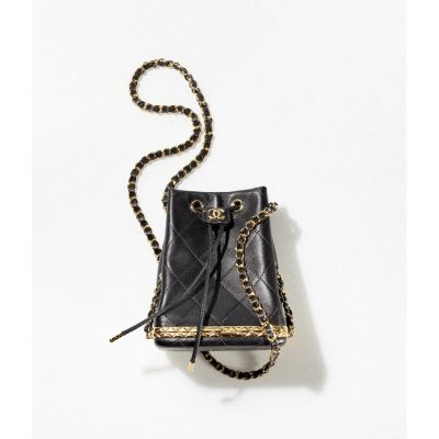 Replica Chanel Lambskin Small Bucket Bag with Chain