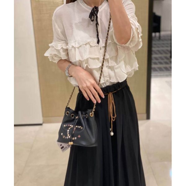 Chanel Studded CC Drawstring Bucket Bag Replica AS1883 - Image 3