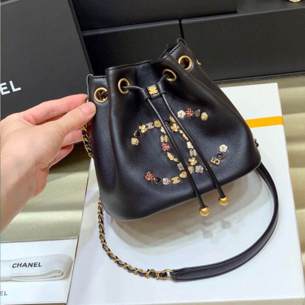 Chanel Studded CC Drawstring Bucket Bag Replica AS1883 - Image 4