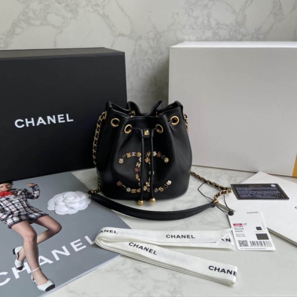 Chanel Studded CC Drawstring Bucket Bag Replica AS1883 - Image 5