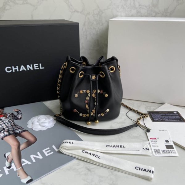 Chanel Studded CC Drawstring Bucket Bag Replica AS1883 - Image 6