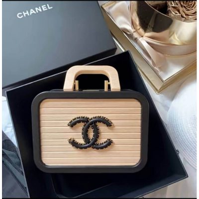 Chanel Vanity Case Replica: Beige & Black Beech Wood Design