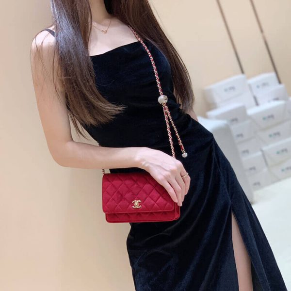 Replica Chanel WOC Velvet with CC Strap | Ap1450 - Image 3