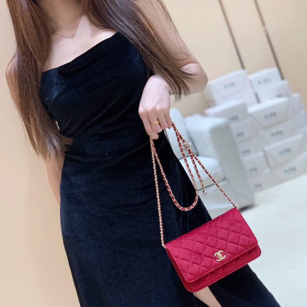 Replica Chanel WOC Velvet with CC Strap | Ap1450 - Image 4