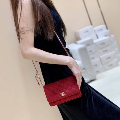 Replica Chanel WOC Velvet with CC Strap | Ap1450
