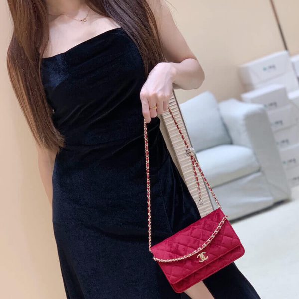 Replica Chanel WOC Velvet with CC Strap | Ap1450 - Image 6
