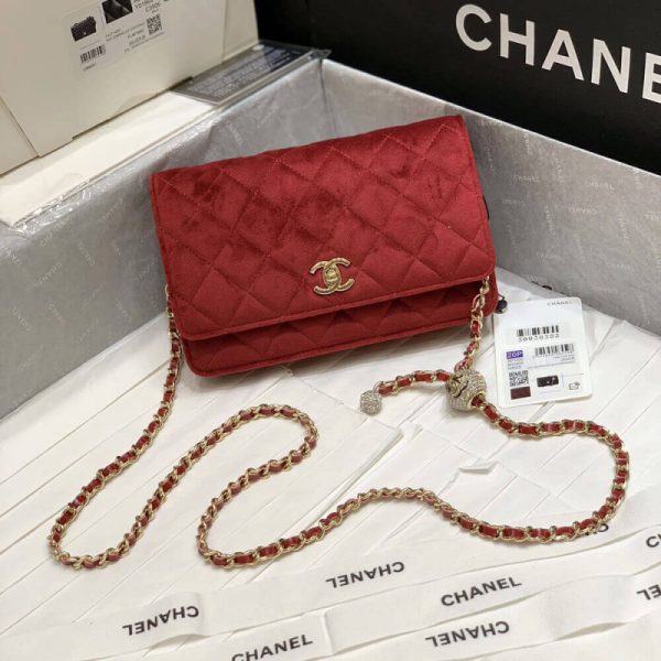 Replica Chanel WOC Velvet with CC Strap | Ap1450 - Image 8
