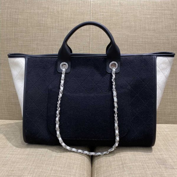Chanel Replica Wool Felt Deauville Tote - Black & White - Image 2