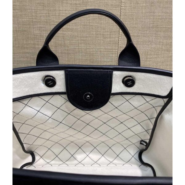 Chanel Replica Wool Felt Deauville Tote - Black & White - Image 8