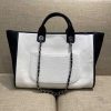 Best Replicas Bags - Chanel Replica Deauville Wool Felt Shopping Bag White/Black Shop For Best Louis Vuitton LV Replica Bags With Cheap Price