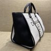 Best Replicas Bags - Chanel Replica Deauville Wool Felt Shopping Bag White/Black Shop For Best Louis Vuitton LV Replica Bags With Cheap Price