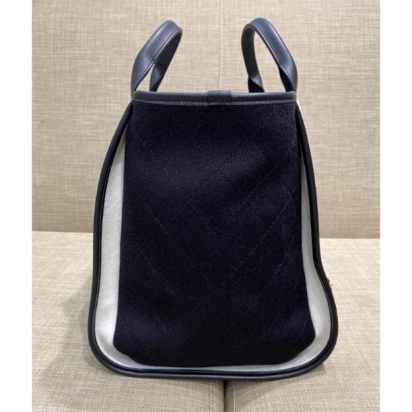 Chanel Replica Deauville Wool Felt Shopping Bag White/Black - Image 4