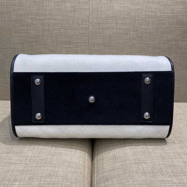 Chanel Replica Deauville Wool Felt Shopping Bag White/Black - Image 5