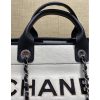 Best Replicas Bags - Chanel Replica Deauville Wool Felt Shopping Bag White/Black Shop For Best Louis Vuitton LV Replica Bags With Cheap Price