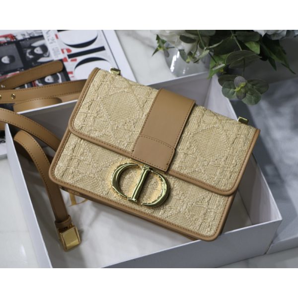 Replica Dior 30 Montaigne Raffia Bag | Natural Cannage M9203 - Image 2
