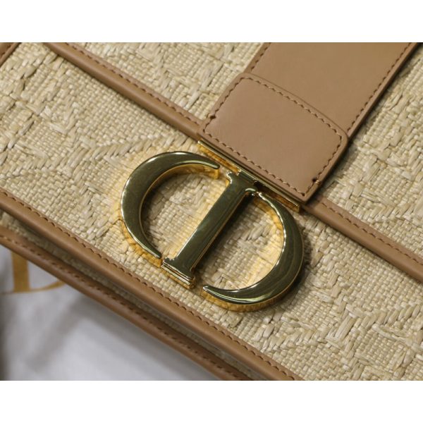 Replica Dior 30 Montaigne Raffia Bag | Natural Cannage M9203 - Image 3