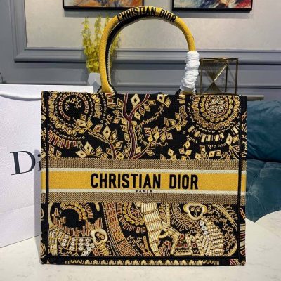 Christian Dior Monkey Embroidered Book Tote | Brown Replica