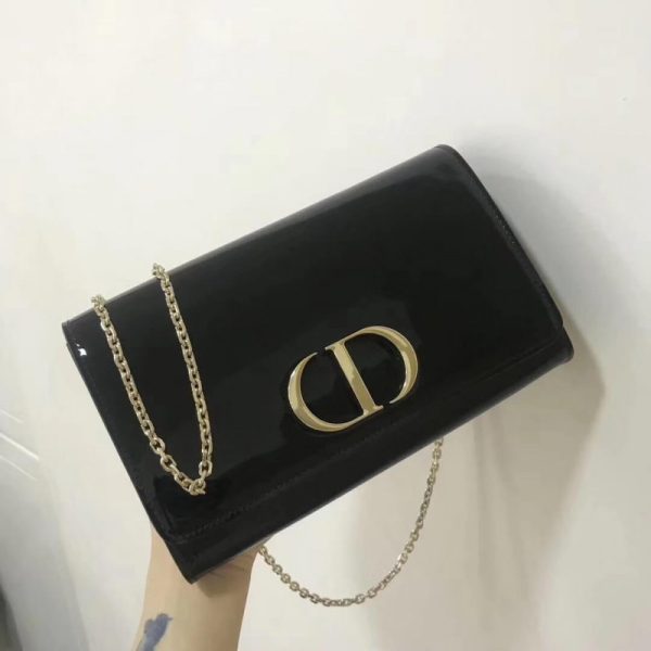 Christian Dior 30 Montaigne Patent Wallet on Chain - Black S2059 - Image 2