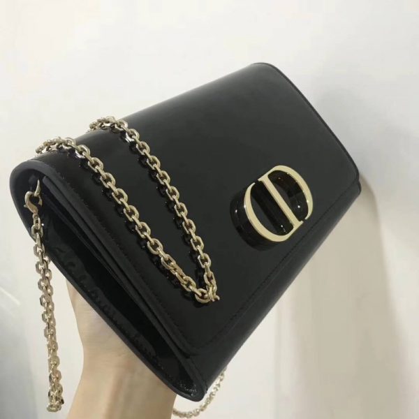 Christian Dior 30 Montaigne Patent Wallet on Chain - Black S2059 - Image 3
