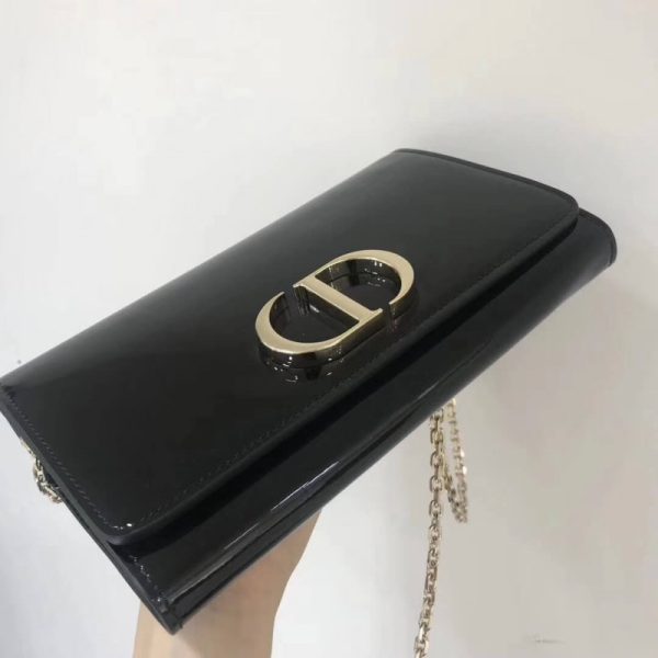 Christian Dior 30 Montaigne Patent Wallet on Chain - Black S2059 - Image 5