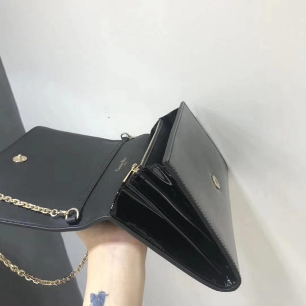 Christian Dior 30 Montaigne Patent Wallet on Chain - Black S2059 - Image 8
