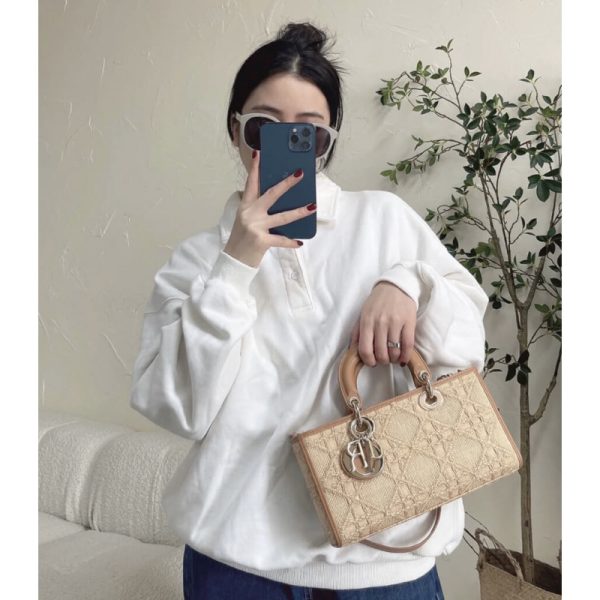 Replica Dior Lady D-Joy Raffia Bag Cannage M05400 - Image 2