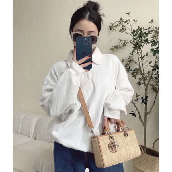 Replica Dior Lady D-Joy Raffia Bag Cannage M05400 - Image 3