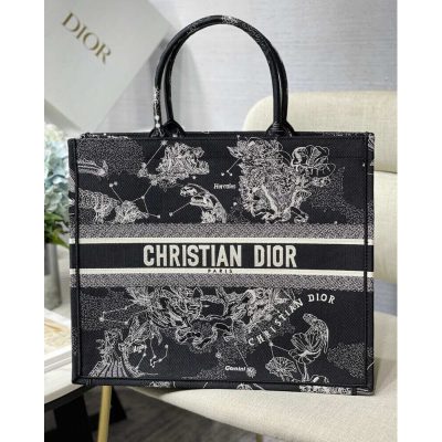Replica Dior Large Book Tote Black Zodiac Embroidery M1286