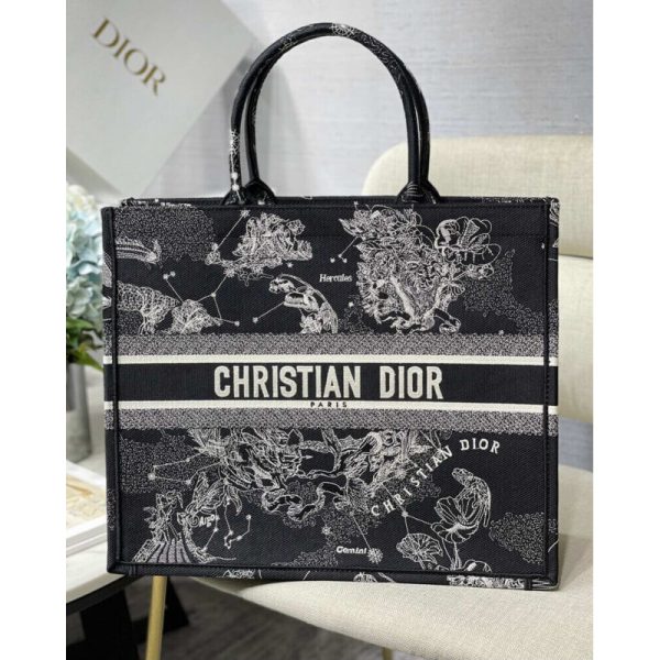 Replica Dior Large Book Tote Black Zodiac Embroidery M1286