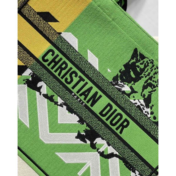 Christian Dior Replica Book Tote in Green & Orange Jungle Pop Design - Image 3