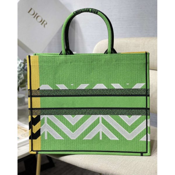 Christian Dior Replica Book Tote in Green & Orange Jungle Pop Design - Image 6